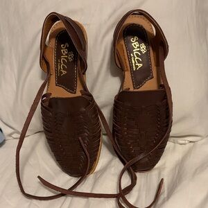 Sbicca Women's Dark Brown Woven Flats